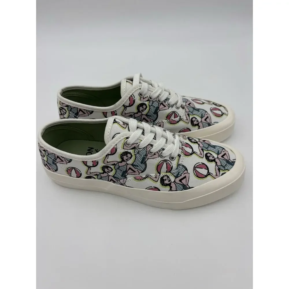 Maison Kitsune Hotel Olympia Canvas Sneakers White Dancing Girls Print Size 8